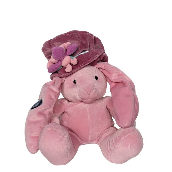 Vintage Applause Easter Bunny Pink Bonnet Hat Plush Stuffed Animal 16" - Picture 1 of 6